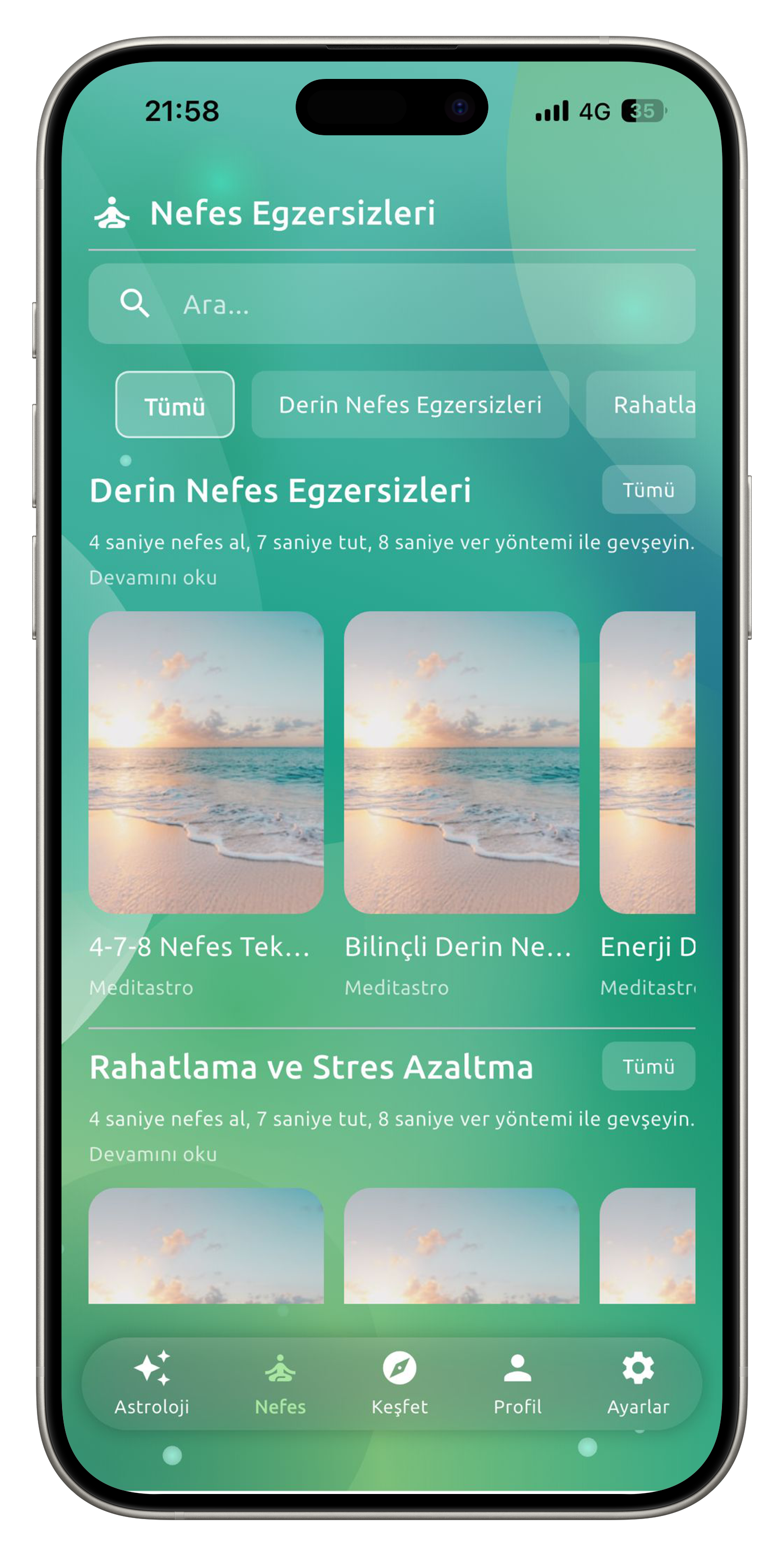 Meditastro uygulama ekranı 3